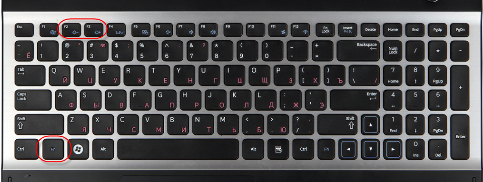 Регулировка подсветки клавишами на ноутбуке Samsung